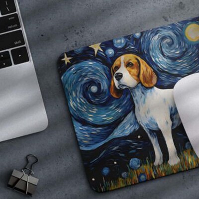 Mouse Pad Starry Night Beagle Dog Mousepad for Home Office Desktop Accessories Non-Slip Rubber Puppy Mouse Pad - image2